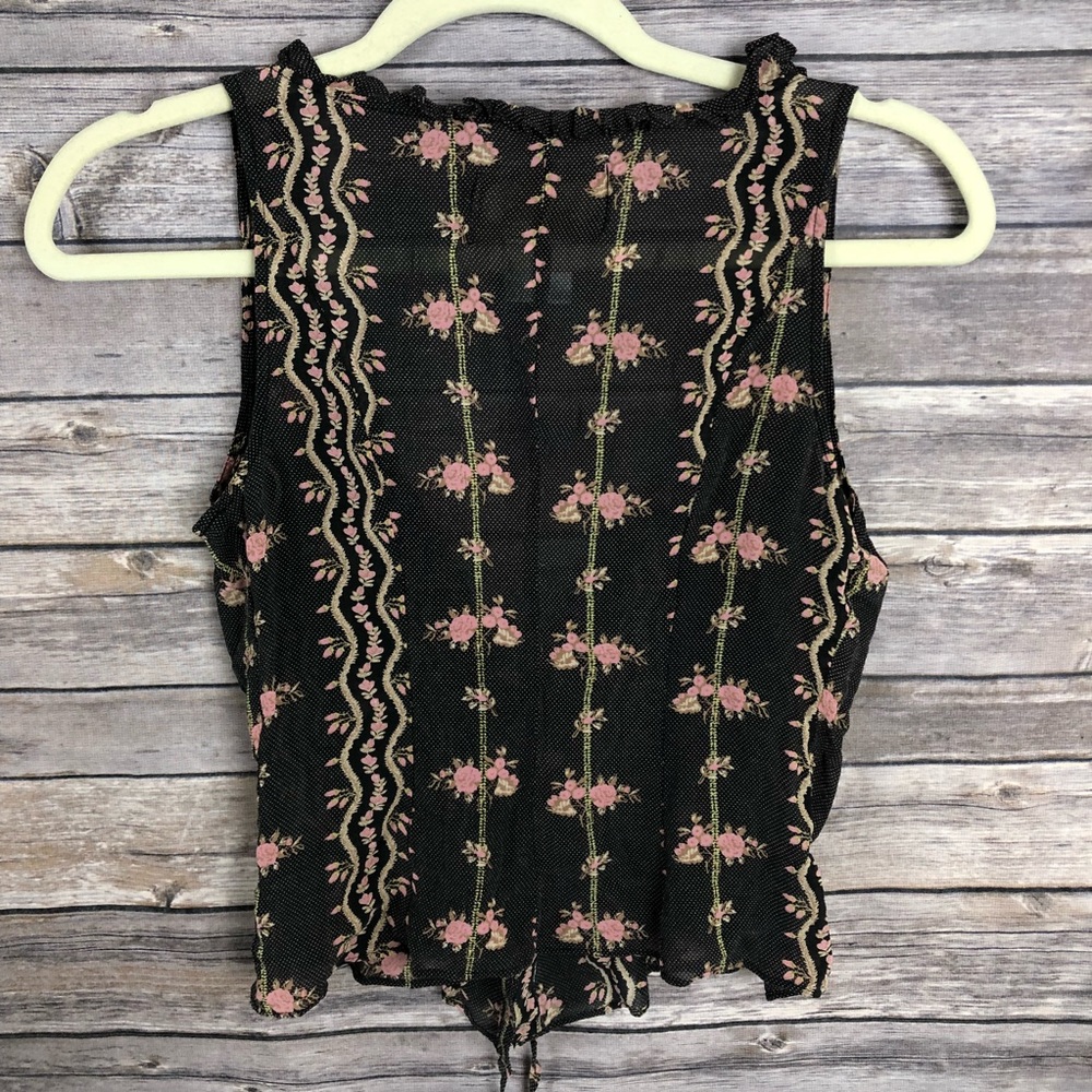 Blush James Coviello black pink silk floral top - Picture 6 of 6